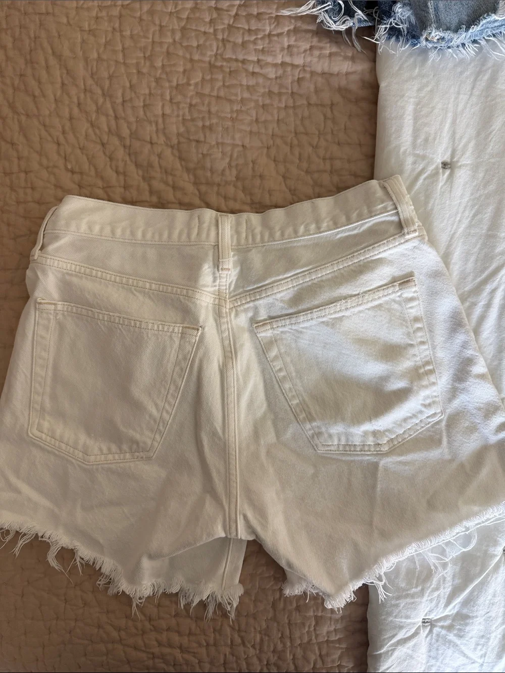 Agolde White Parker Long Shorts
